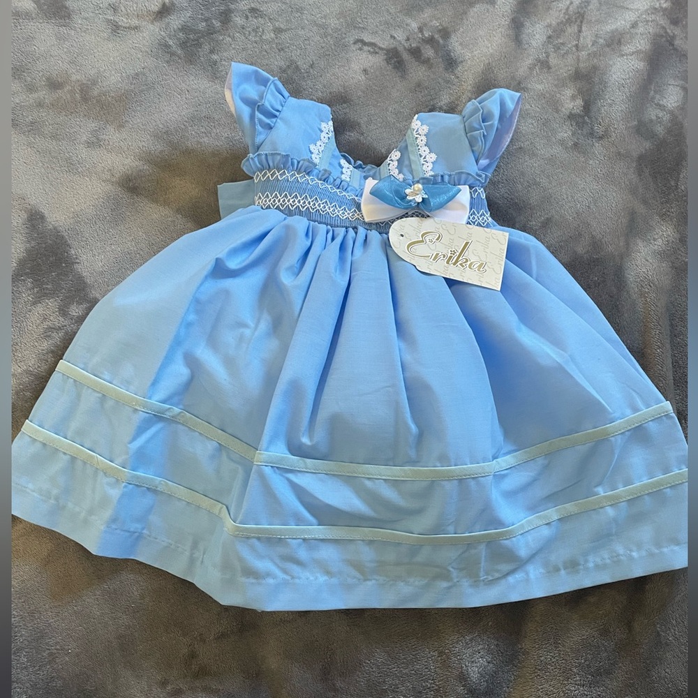 Blue Erika brand dress 0-3 months